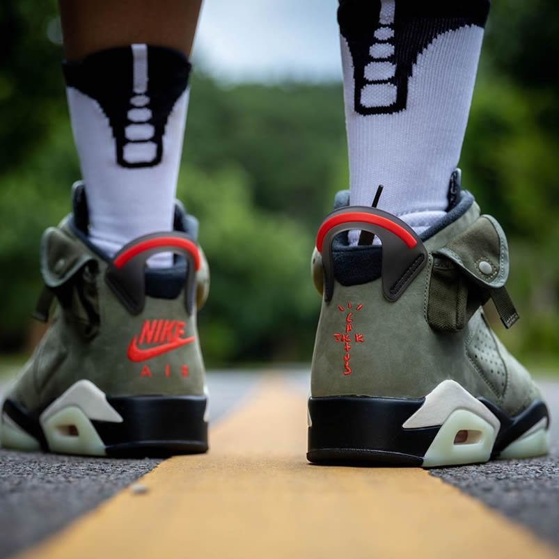 Travis Scott Air Jordan 6 Medium Olive Cactus Jack On Feet For Sale Cn1084 200 (2) - www.newkick.vip