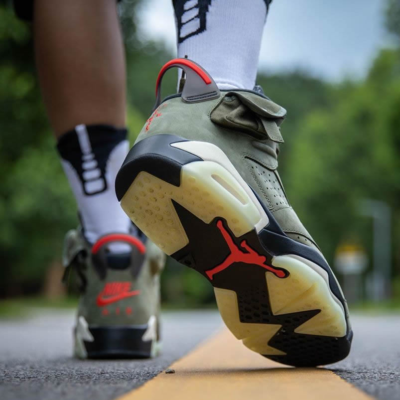 Travis Scott Air Jordan 6 Medium Olive Cactus Jack On Feet For Sale Cn1084 200 (3) - www.newkick.vip