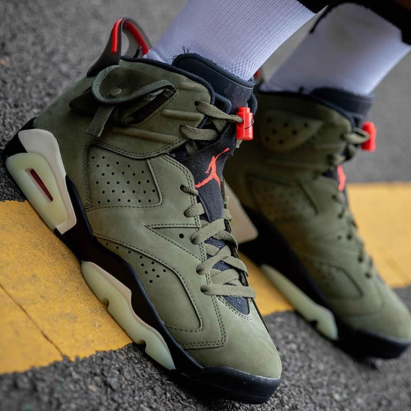 Travis Scott Air Jordan 6 Medium Olive Cactus Jack On Feet For Sale Cn1084 200 (6) - www.newkick.vip