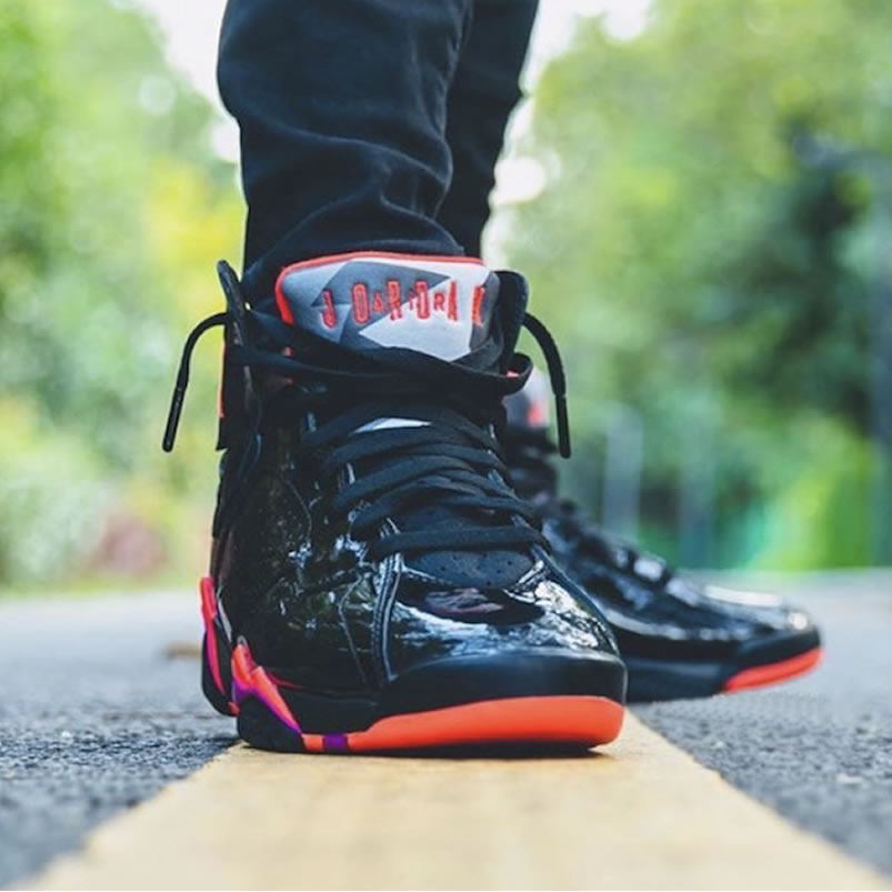 Air Jordan 7 Wmns Black Patent Leather Shoes On Feet Release Date 313358 006 (2) - www.newkick.vip