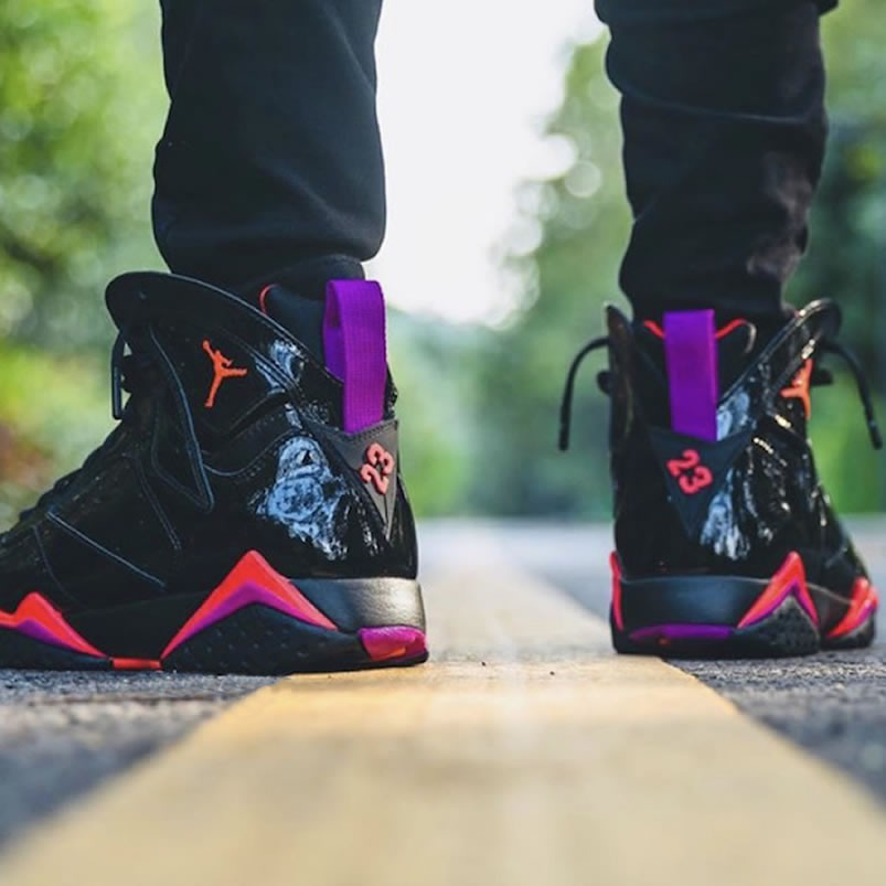 Air Jordan 7 Wmns Black Patent Leather Shoes On Feet Release Date 313358 006 (5) - www.newkick.vip