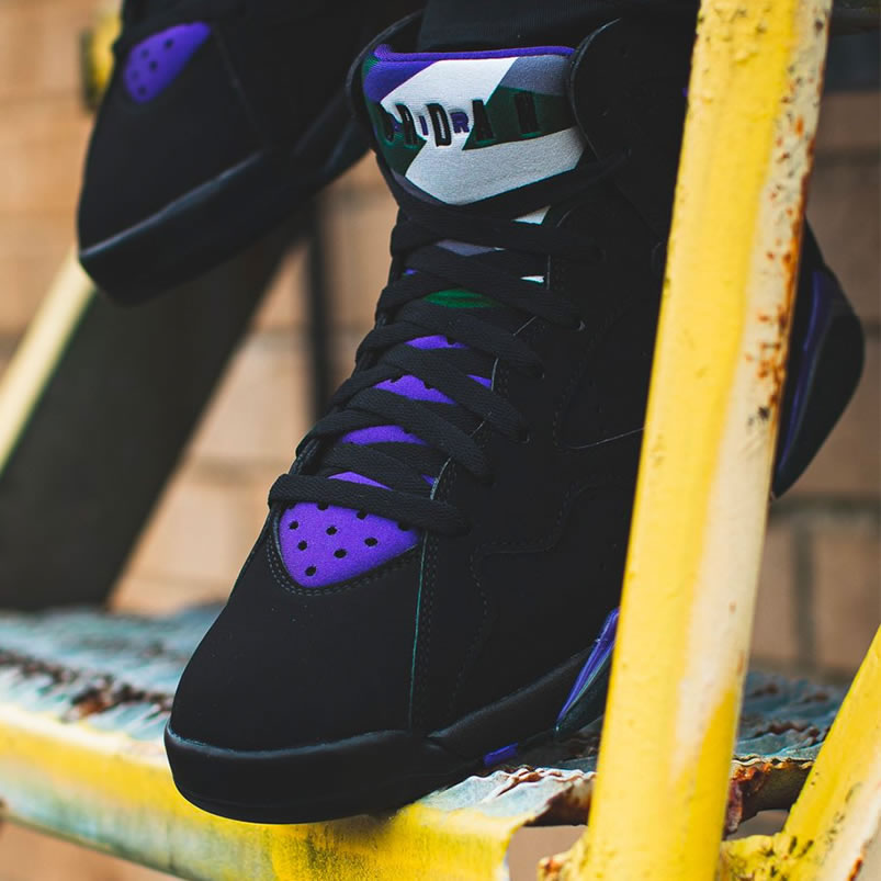 Air Jordan Retro 7 Ray Allen On Foot Pe Black And Purple 304775 053 (2) - www.newkick.vip