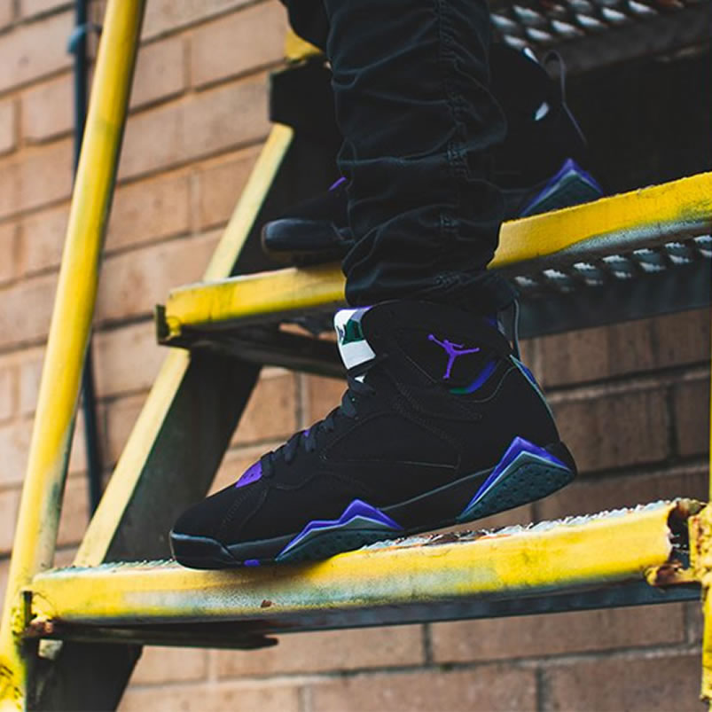 Air Jordan Retro 7 Ray Allen On Foot Pe Black And Purple 304775 053 (5) - www.newkick.vip