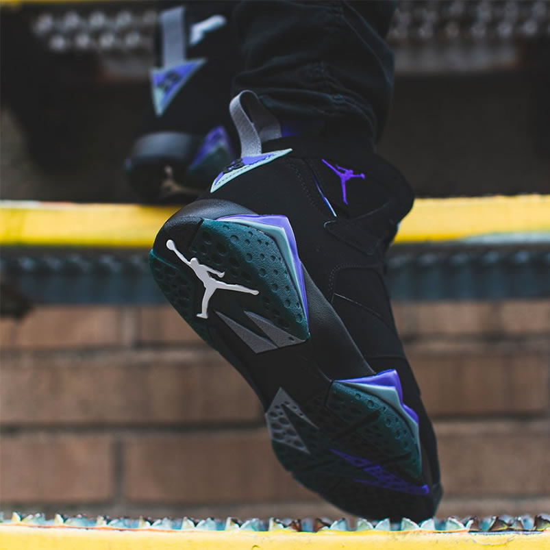 Air Jordan Retro 7 Ray Allen On Foot Pe Black And Purple 304775 053 (6) - www.newkick.vip