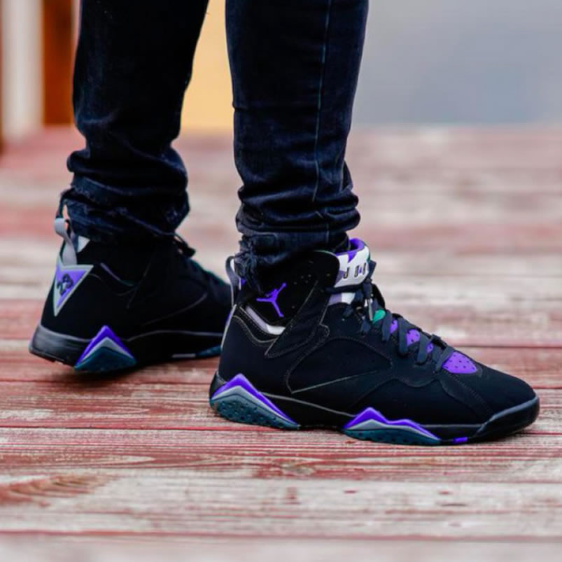 Air Jordan Retro 7 Ray Allen On Foot Pe Black And Purple 304775 053 (7) - www.newkick.vip