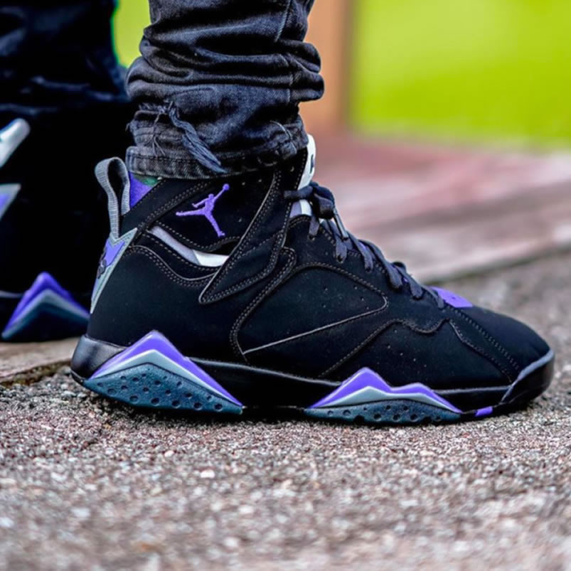 Air Jordan Retro 7 Ray Allen On Foot Pe Black And Purple 304775 053 (8) - www.newkick.vip