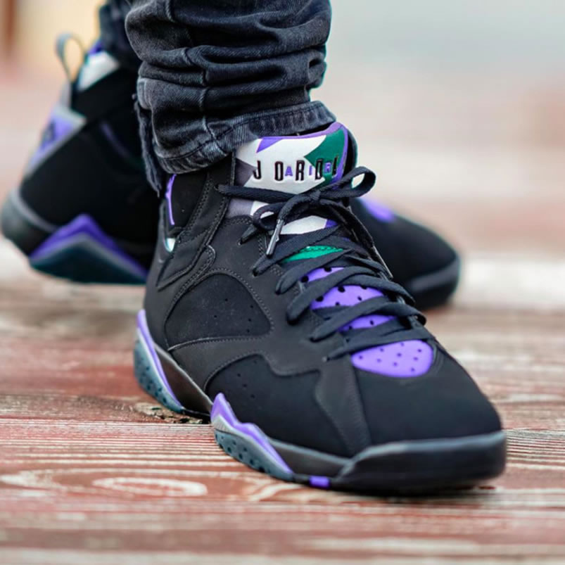 Air Jordan Retro 7 Ray Allen On Foot Pe Black And Purple 304775 053 (9) - www.newkick.vip