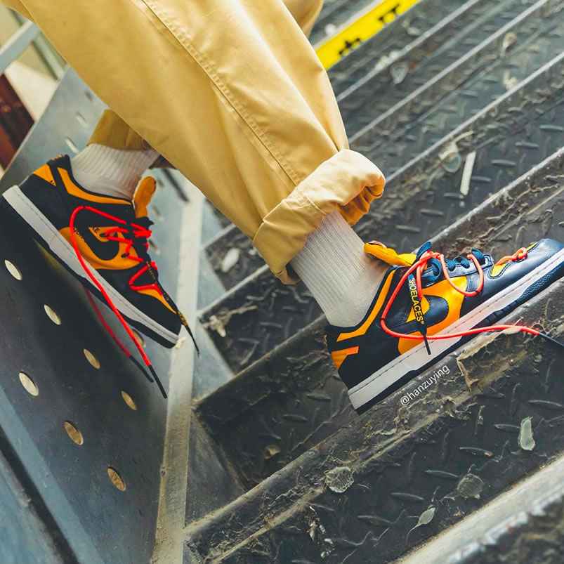 Off White Nike Dunk Low University Gold On Feet Release Date Ct0856 700 (1) - www.newkick.vip
