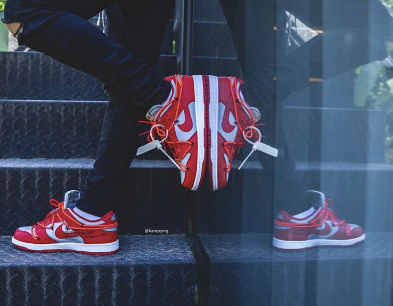 Off White Nike Dunk Low University Red Grey On Feet Release Date Ct0856 600 (5) - www.newkick.vip