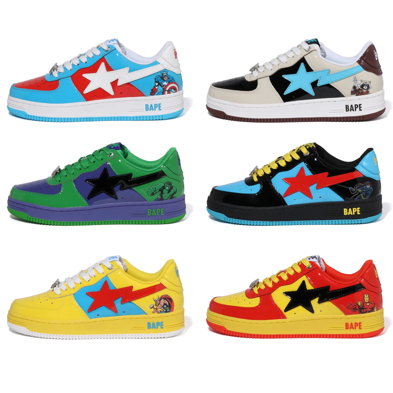 A Bathing Ape Bape Sta Marvel Comics Rocket Raccoon Thor Hulk Captain America Black Widow Iron Man 2022 (1) - www.newkick.vip A Bathing Ape Bape Sta Marvel Comics Rocket Raccoon Thor Hulk Captain America Black Widow Iron Man 2022 (1) - www.newkick.vip