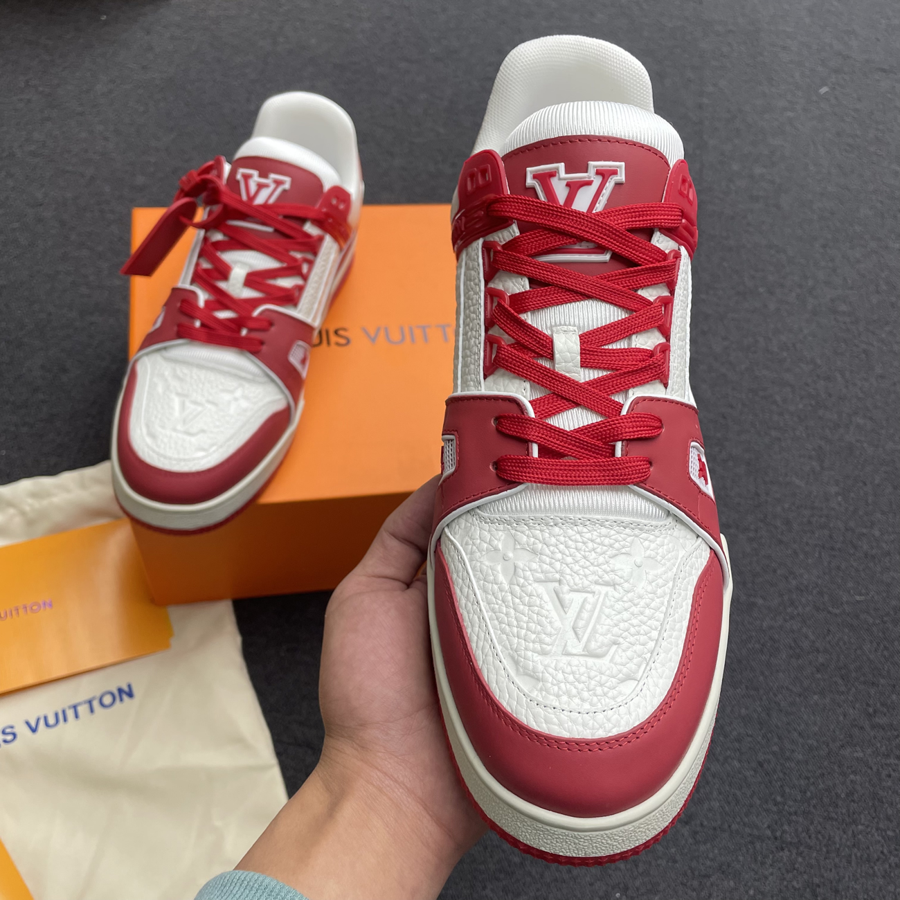 Louis Vuitton Trainer Red White 1a8pk6 (4) - www.newkick.vip