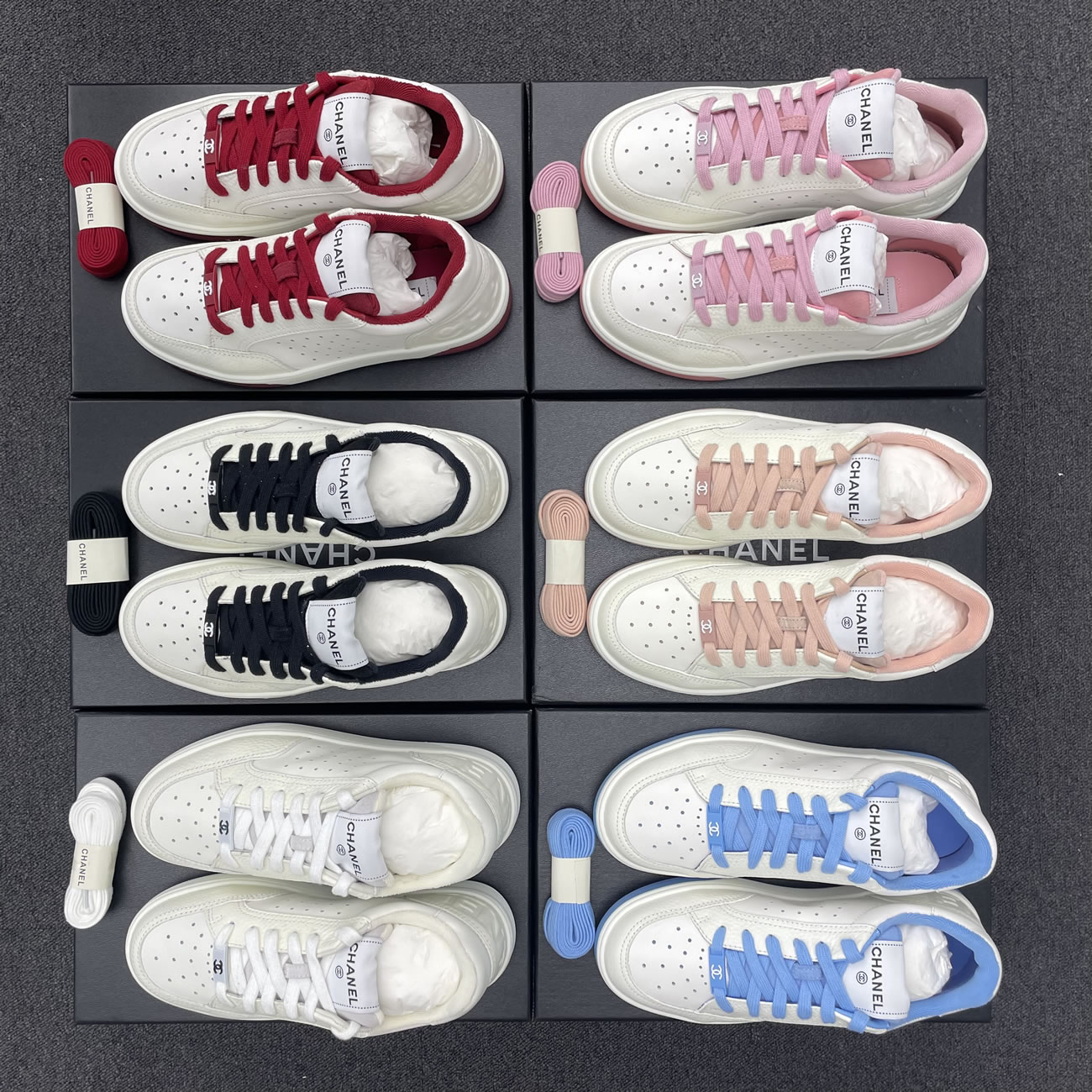 Chanel 22p Trainer White Black Burgundy Light Pink Blue (24) - www.newkick.vip