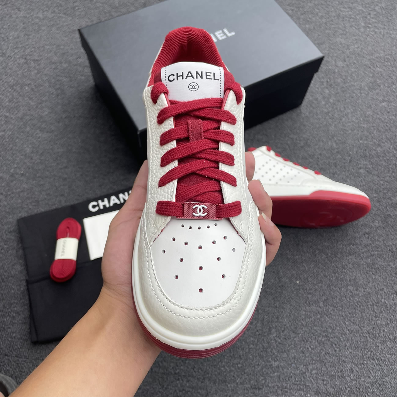 Chanel 22p Trainer White Black Burgundy Light Pink Blue (31) - www.newkick.vip