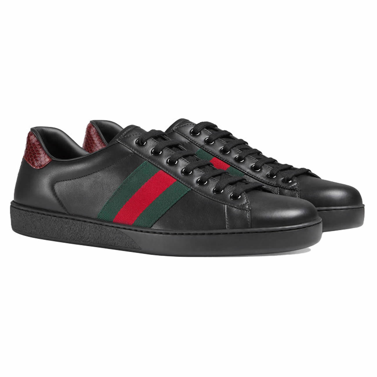 Gucci Ace Leather Black 386750 02jr0 1078 (3) - www.newkick.vip