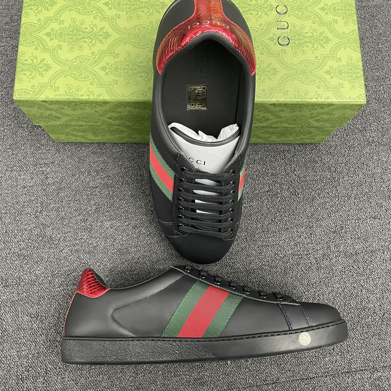 Gucci Ace Leather Black 386750 02jr0 1078 (8) - www.newkick.vip