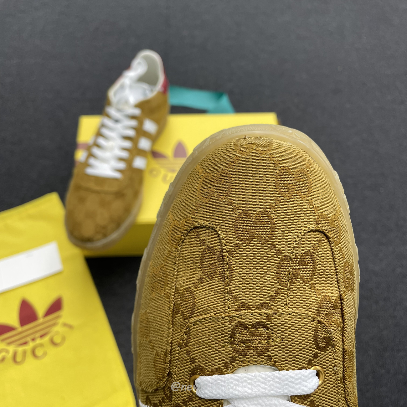 Adidas Gazelle Gucci Original Gg Beige Brown 707868 Uwv20 7162 (12) - www.newkick.vip