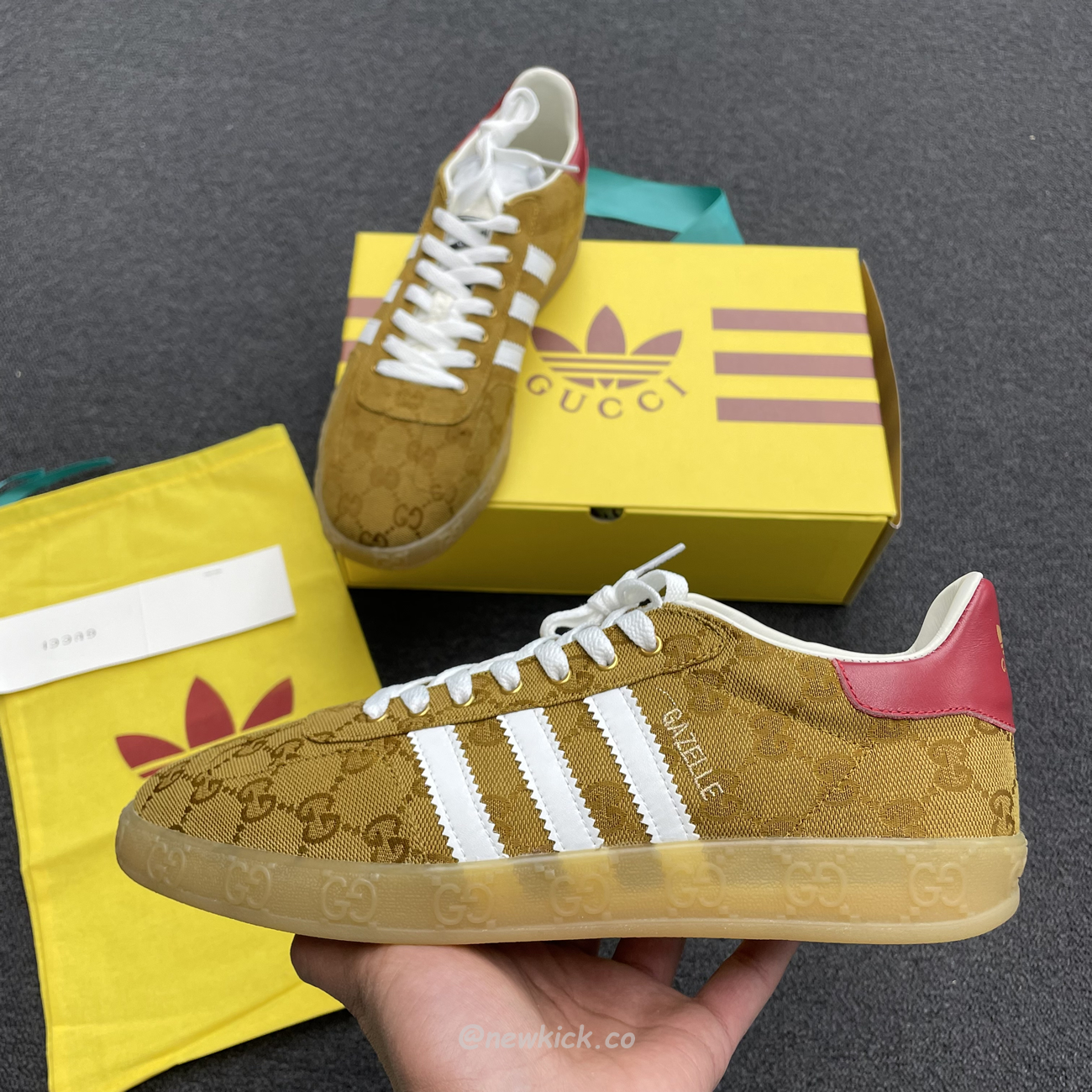 Adidas Gazelle Gucci Original Gg Beige Brown 707868 Uwv20 7162 (13) - www.newkick.vip