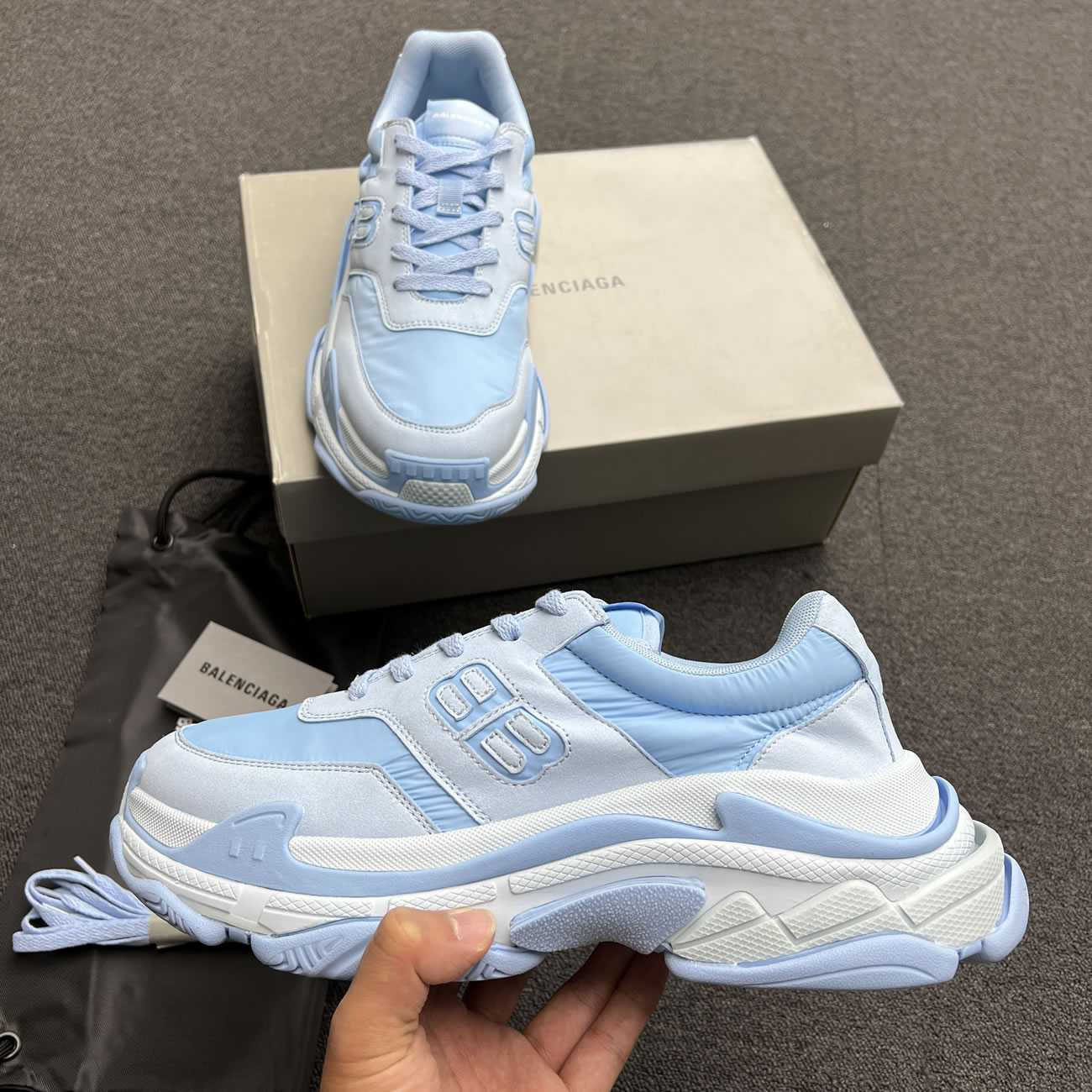 Balenciaga Triple S Nylon Black Bule 710157 W3cu1 1000 (13) - www.newkick.vip