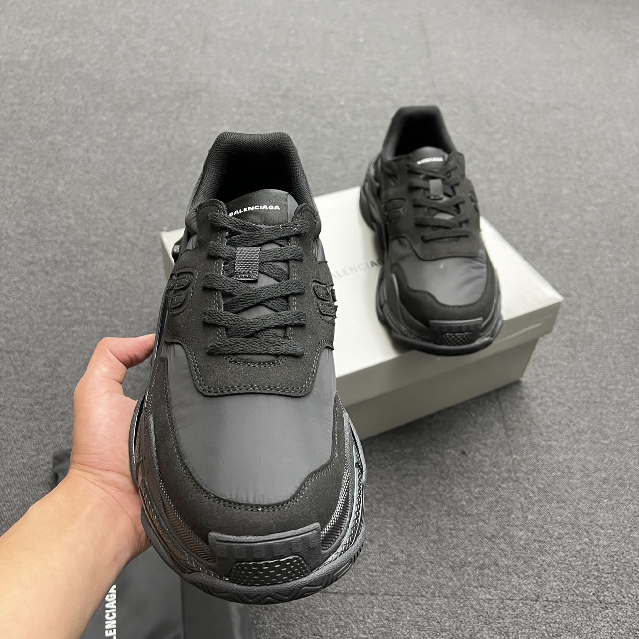 Balenciaga Triple S Nylon Black Bule 710157 W3cu1 1000 (16) - www.newkick.vip