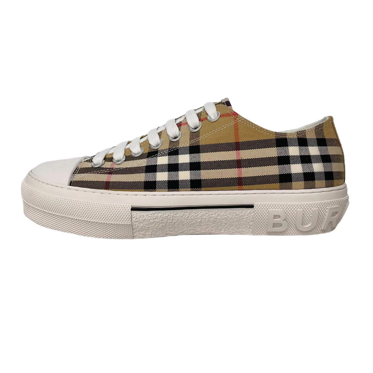Burberry Vintage Check Cotton Sneakers Archive Beige White W 80505061 (1) - www.newkick.vip