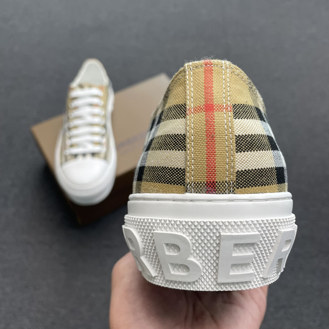 Burberry Vintage Check Cotton Sneakers Archive Beige White W 80505061 (5) - www.newkick.vip
