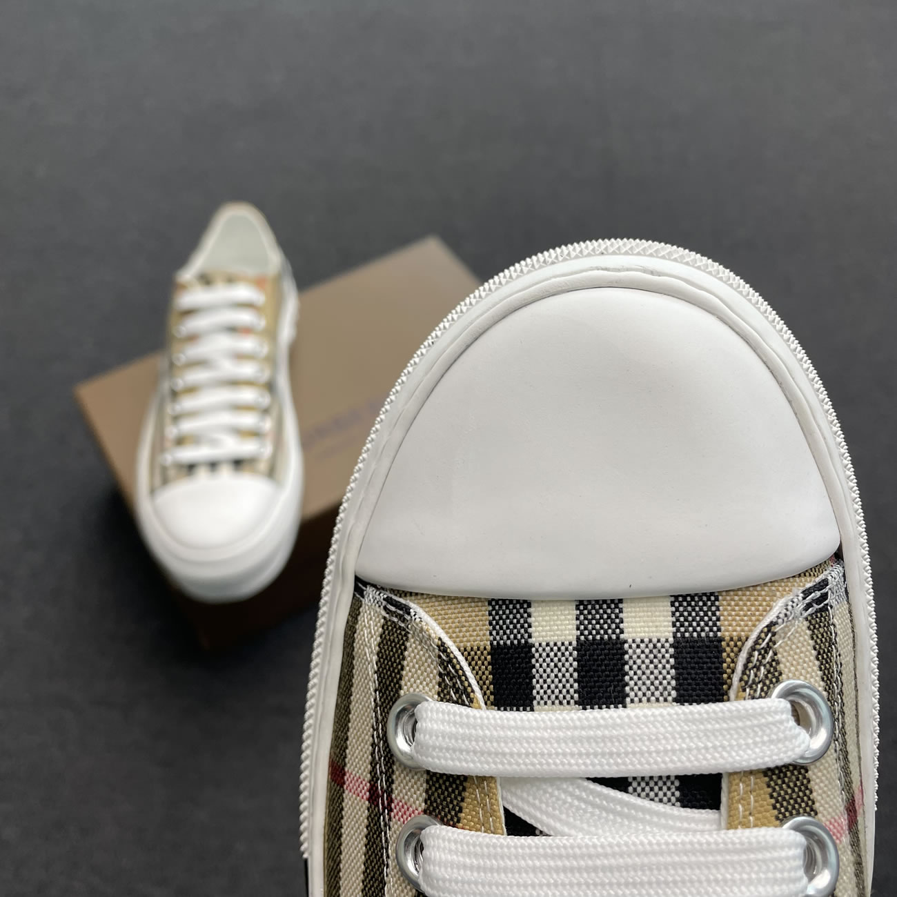 Burberry Vintage Check Cotton Sneakers Archive Beige White W 80505061 (6) - www.newkick.vip