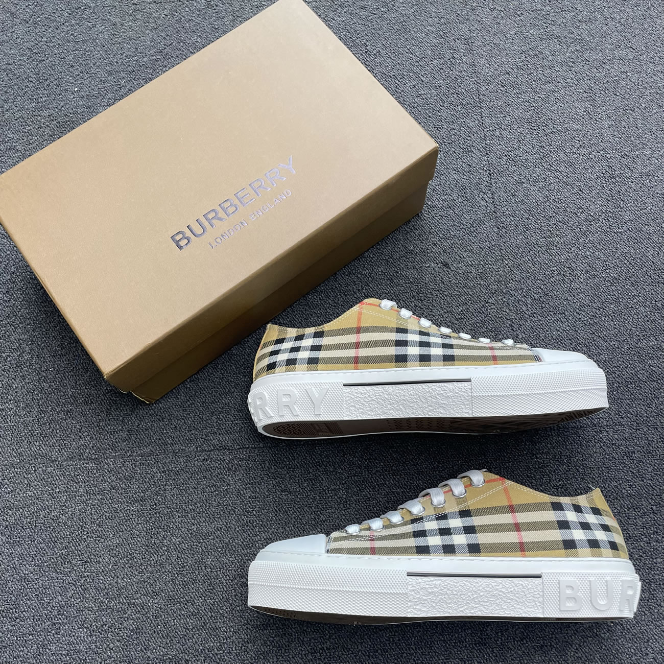 Burberry Vintage Check Cotton Sneakers Archive Beige White W 80505061 (7) - www.newkick.vip