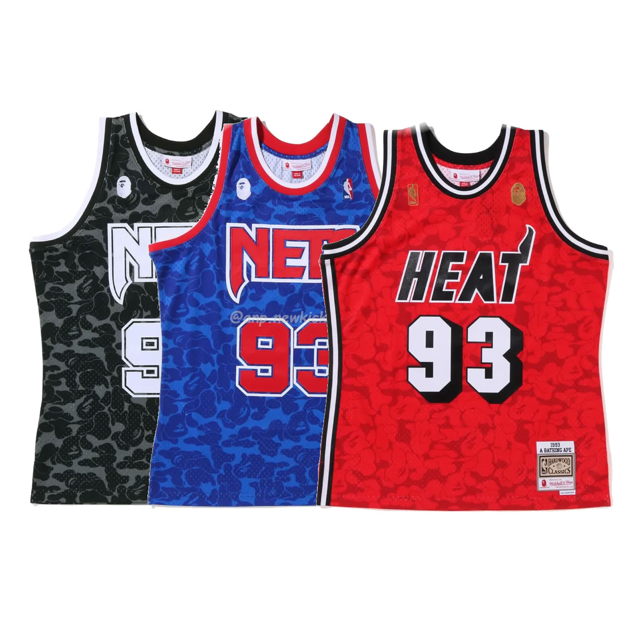 A Bathing Ape X Mitchell Ness New Jersey Nets Jersey Black Red Blue (1) - www.newkick.vip