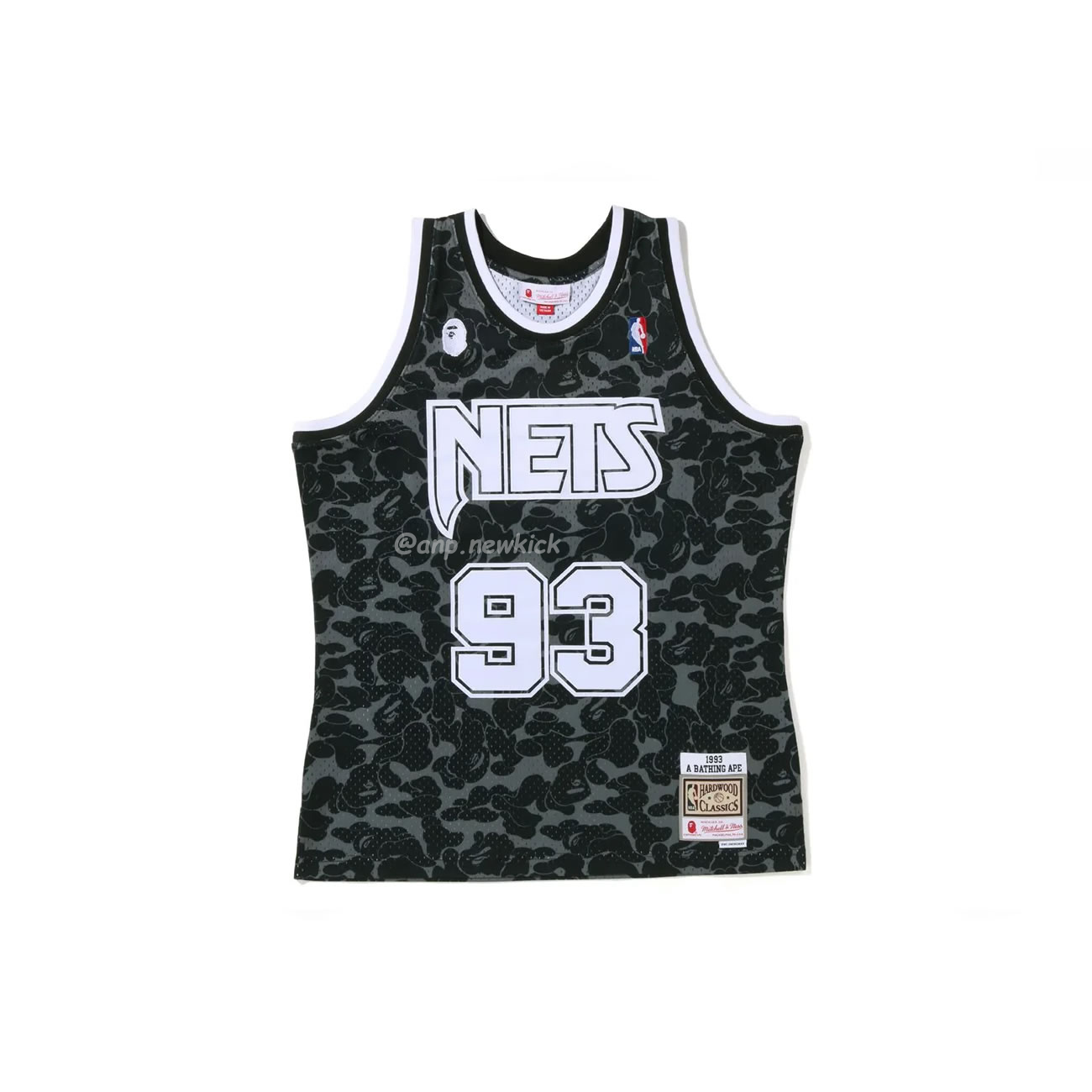 A Bathing Ape X Mitchell Ness New Jersey Nets Jersey Black Red Blue (3) - www.newkick.vip