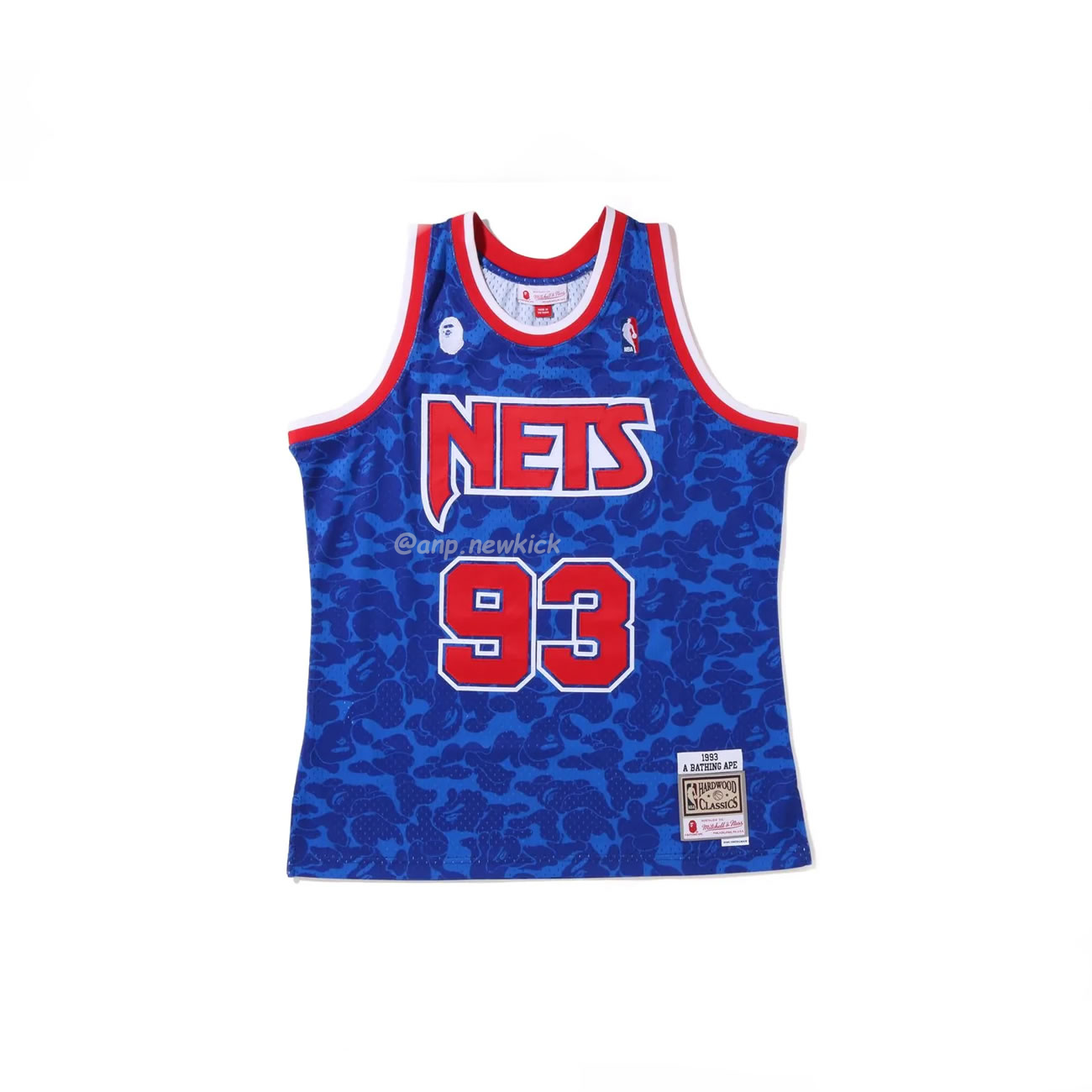 A Bathing Ape X Mitchell Ness New Jersey Nets Jersey Black Red Blue (6) - www.newkick.vip