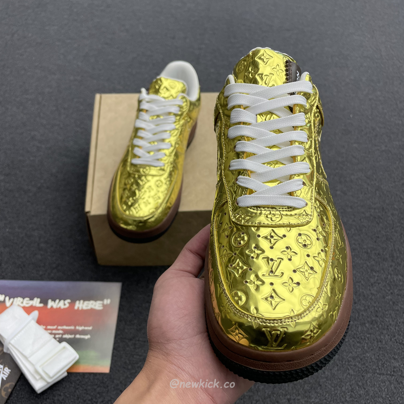 Louis Vuitton Nike Air Force 1 Low By Virgil Abloh Metallic Gold (12) - www.newkick.vip