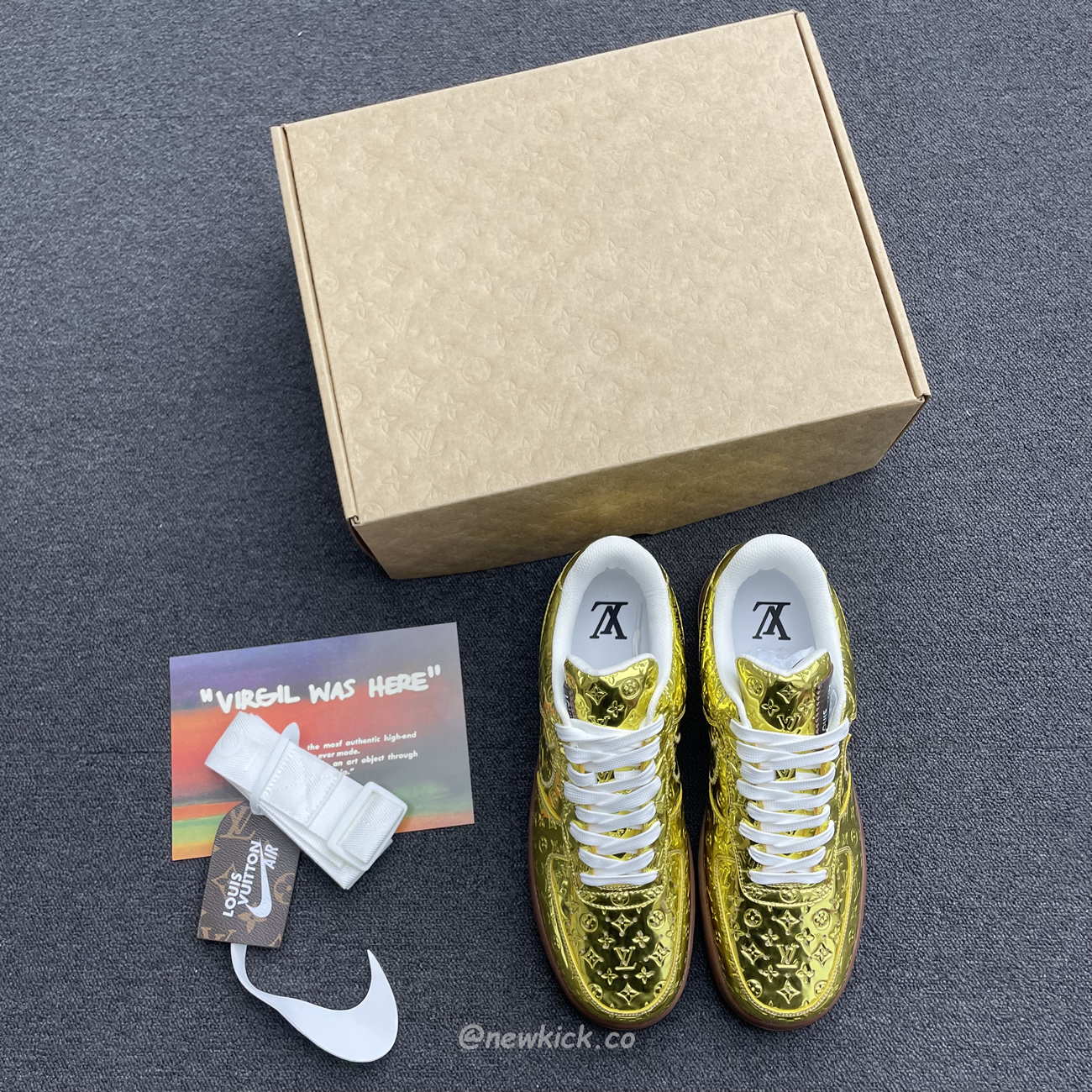 Louis Vuitton Nike Air Force 1 Low By Virgil Abloh Metallic Gold (2) - www.newkick.vip