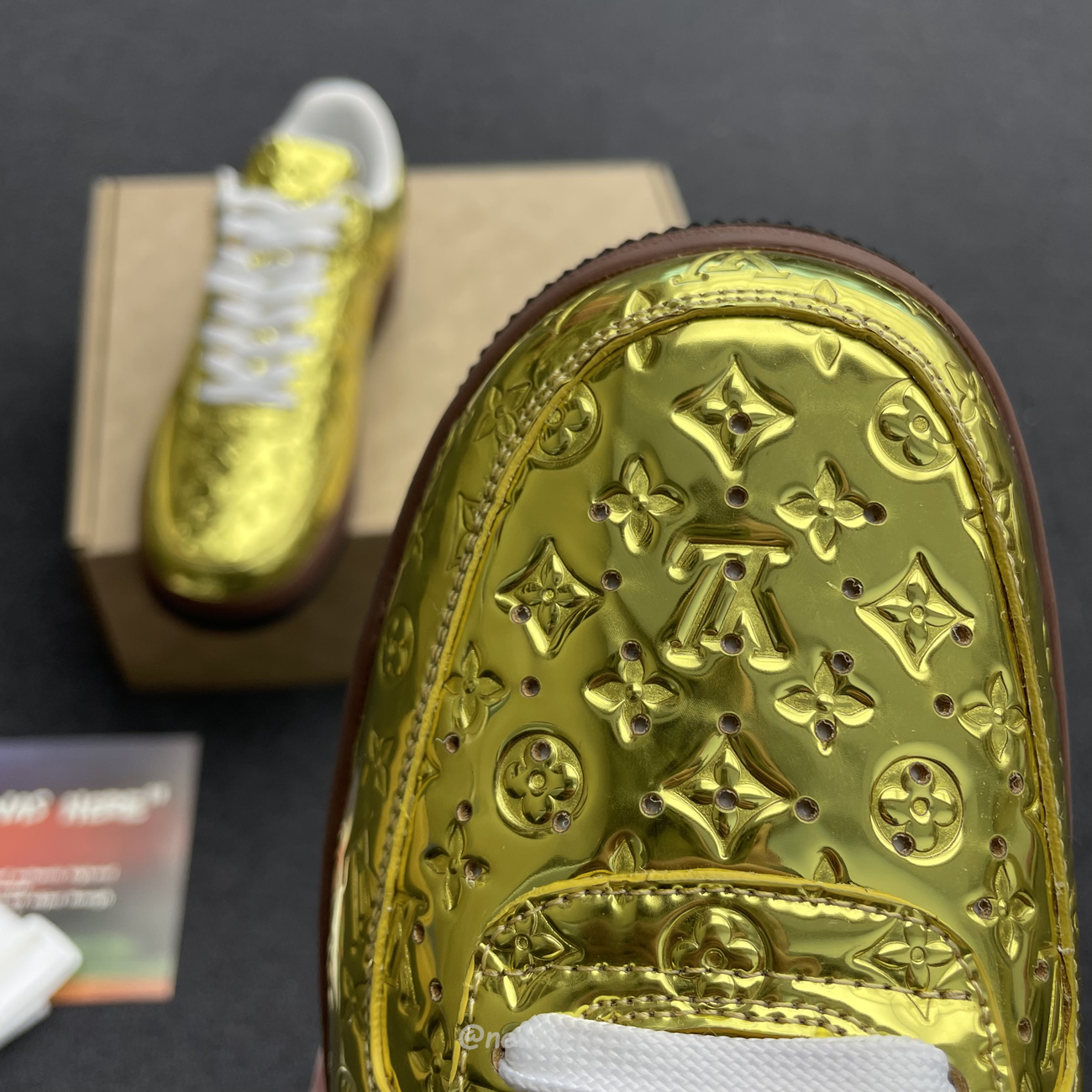 Louis Vuitton Nike Air Force 1 Low By Virgil Abloh Metallic Gold (3) - www.newkick.vip