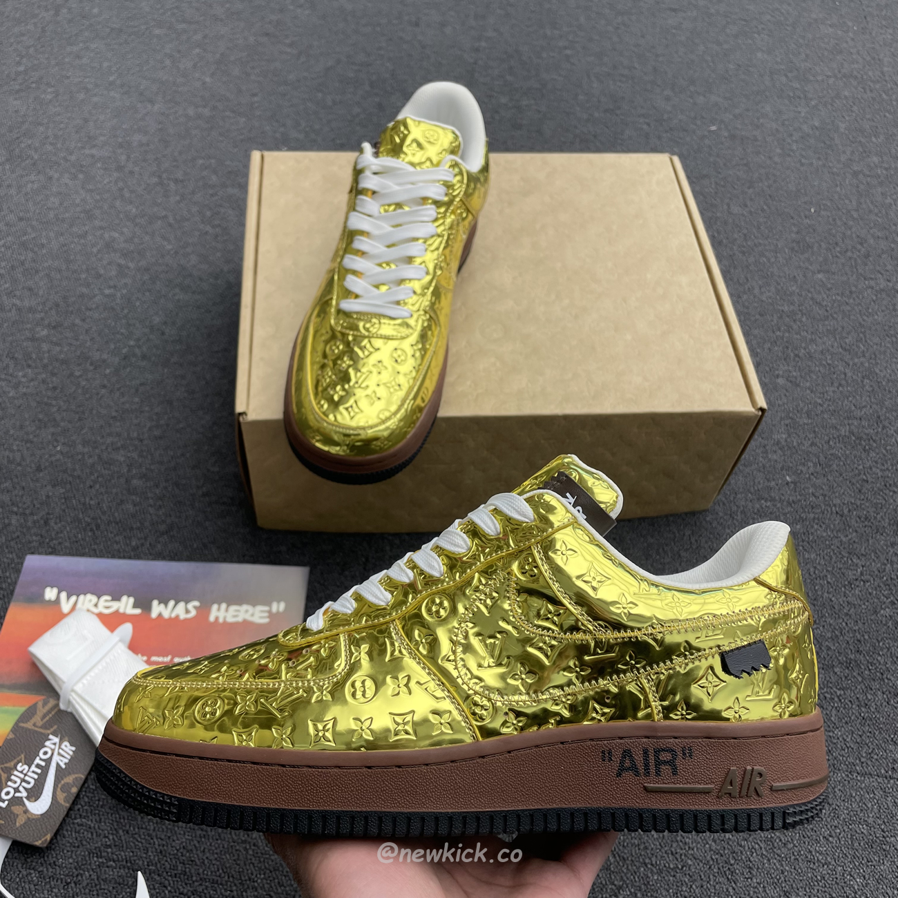 Louis Vuitton Nike Air Force 1 Low By Virgil Abloh Metallic Gold (4) - www.newkick.vip