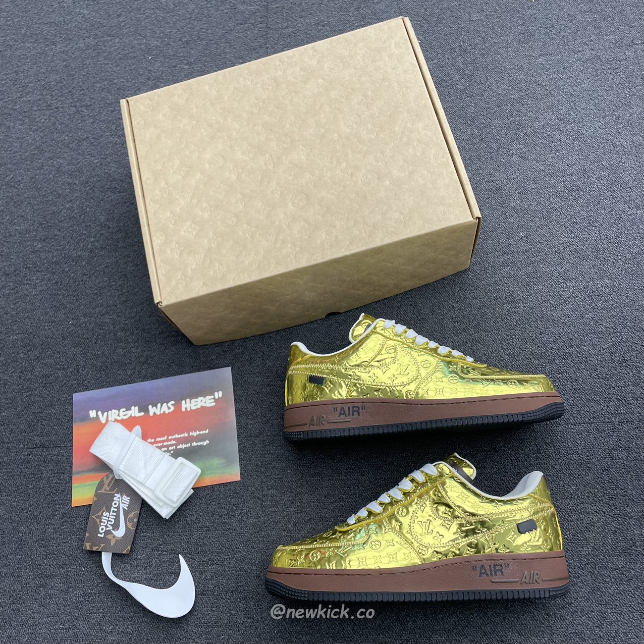 Louis Vuitton Nike Air Force 1 Low By Virgil Abloh Metallic Gold (5) - www.newkick.vip
