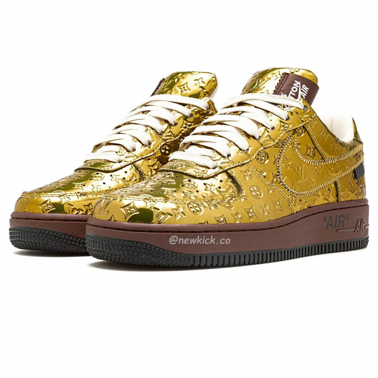 Louis Vuitton Nike Air Force 1 Low By Virgil Abloh Metallic Gold (9) - www.newkick.vip