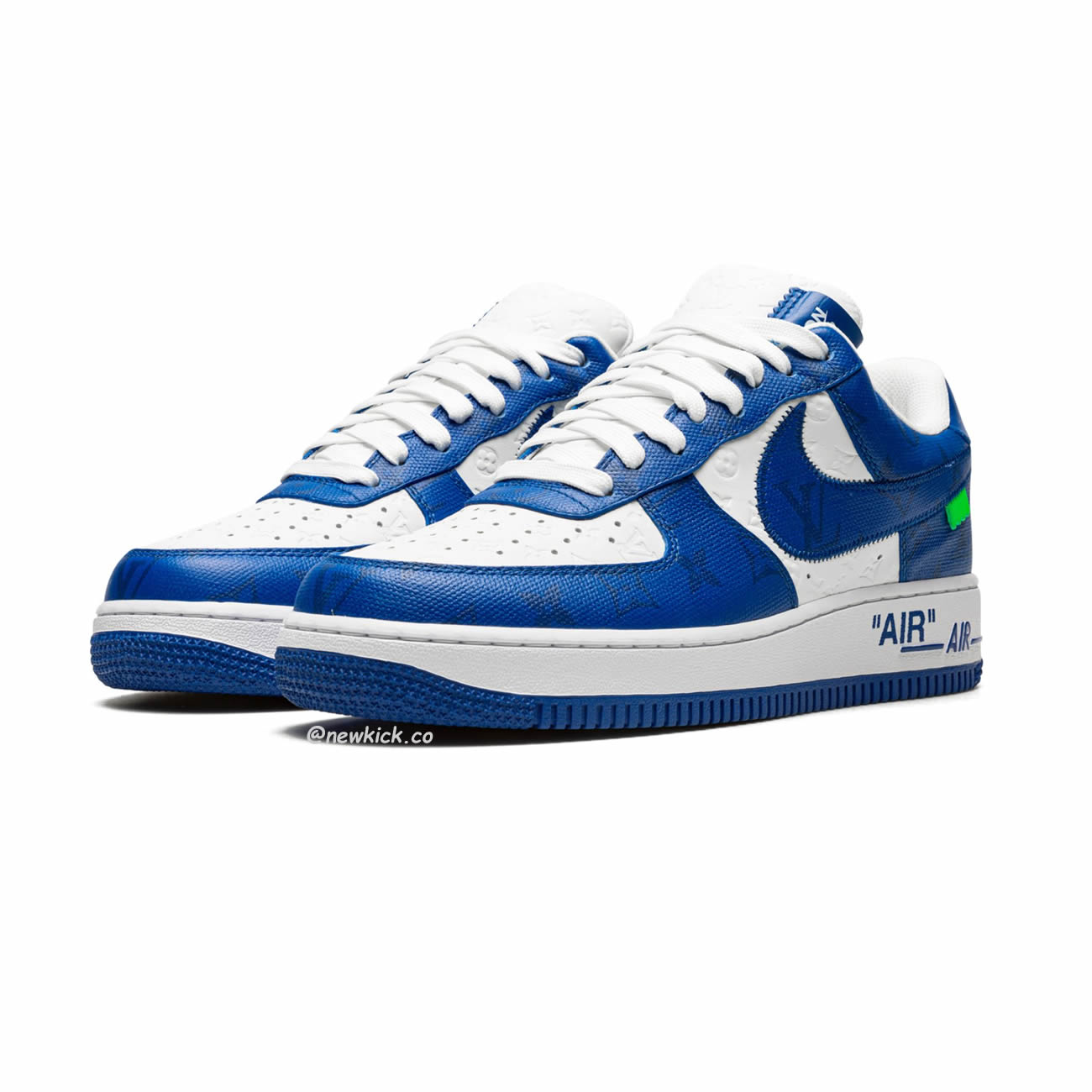 Louis Vuitton Nike Air Force 1 Low By Virgil Abloh White Green Royal (10) - www.newkick.vip