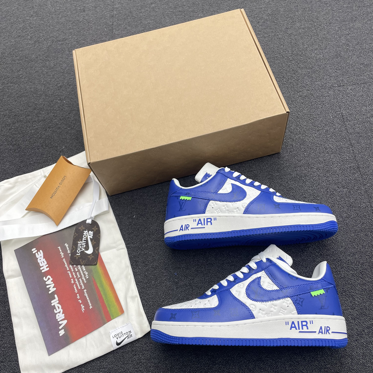 Louis Vuitton Nike Air Force 1 Low By Virgil Abloh White Green Royal (15) - www.newkick.vip