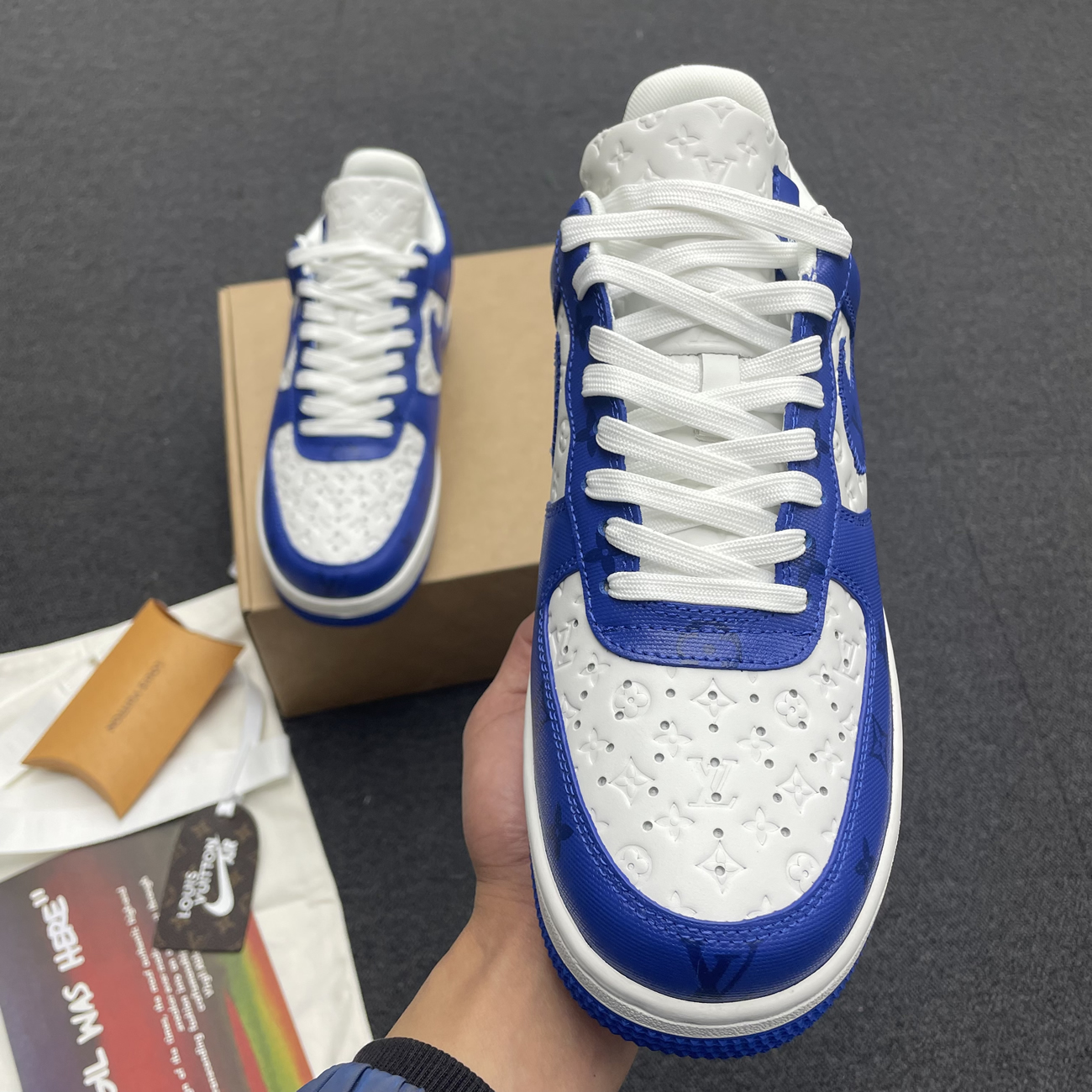 Louis Vuitton Nike Air Force 1 Low By Virgil Abloh White Green Royal (16) - www.newkick.vip