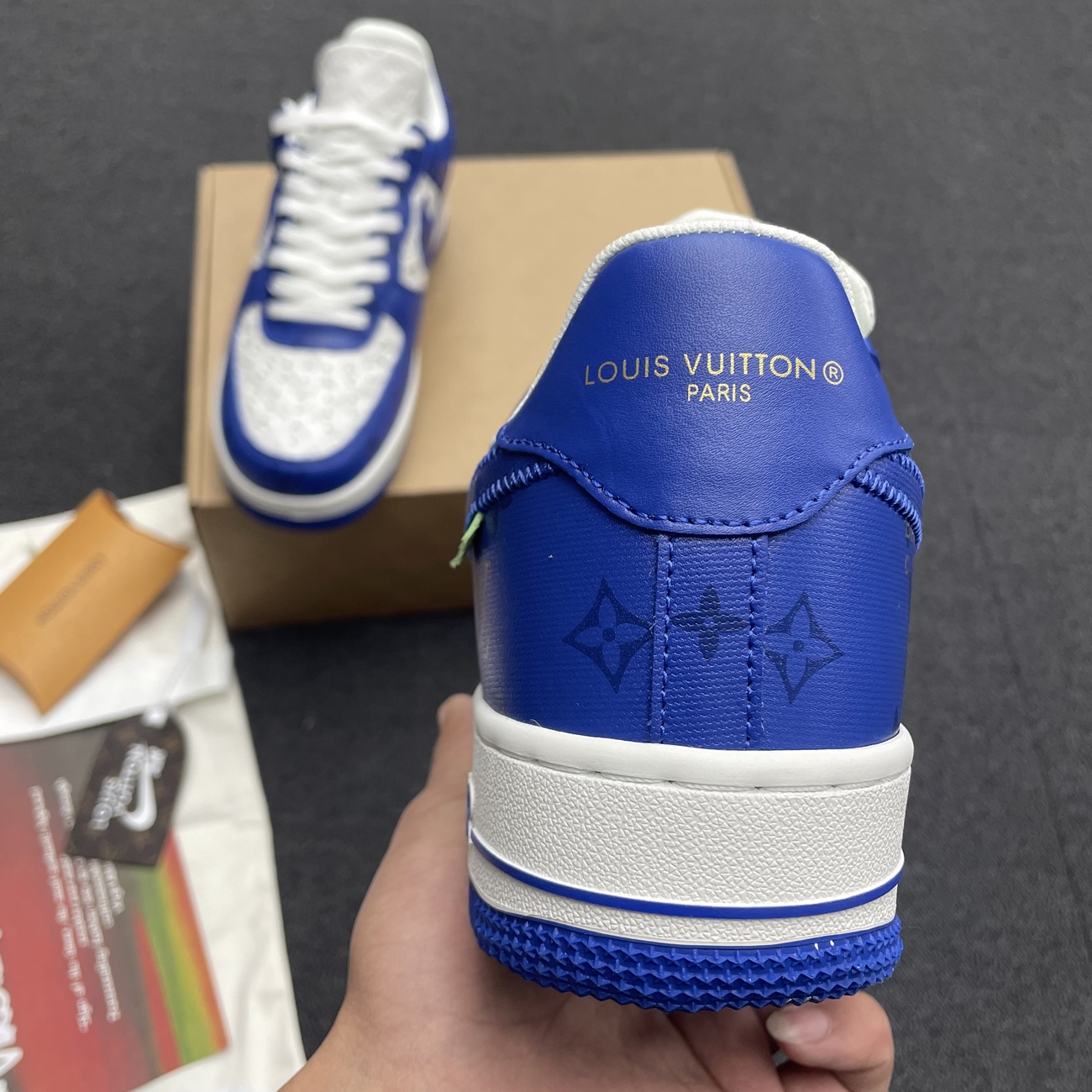 Louis Vuitton Nike Air Force 1 Low By Virgil Abloh White Green Royal (17) - www.newkick.vip
