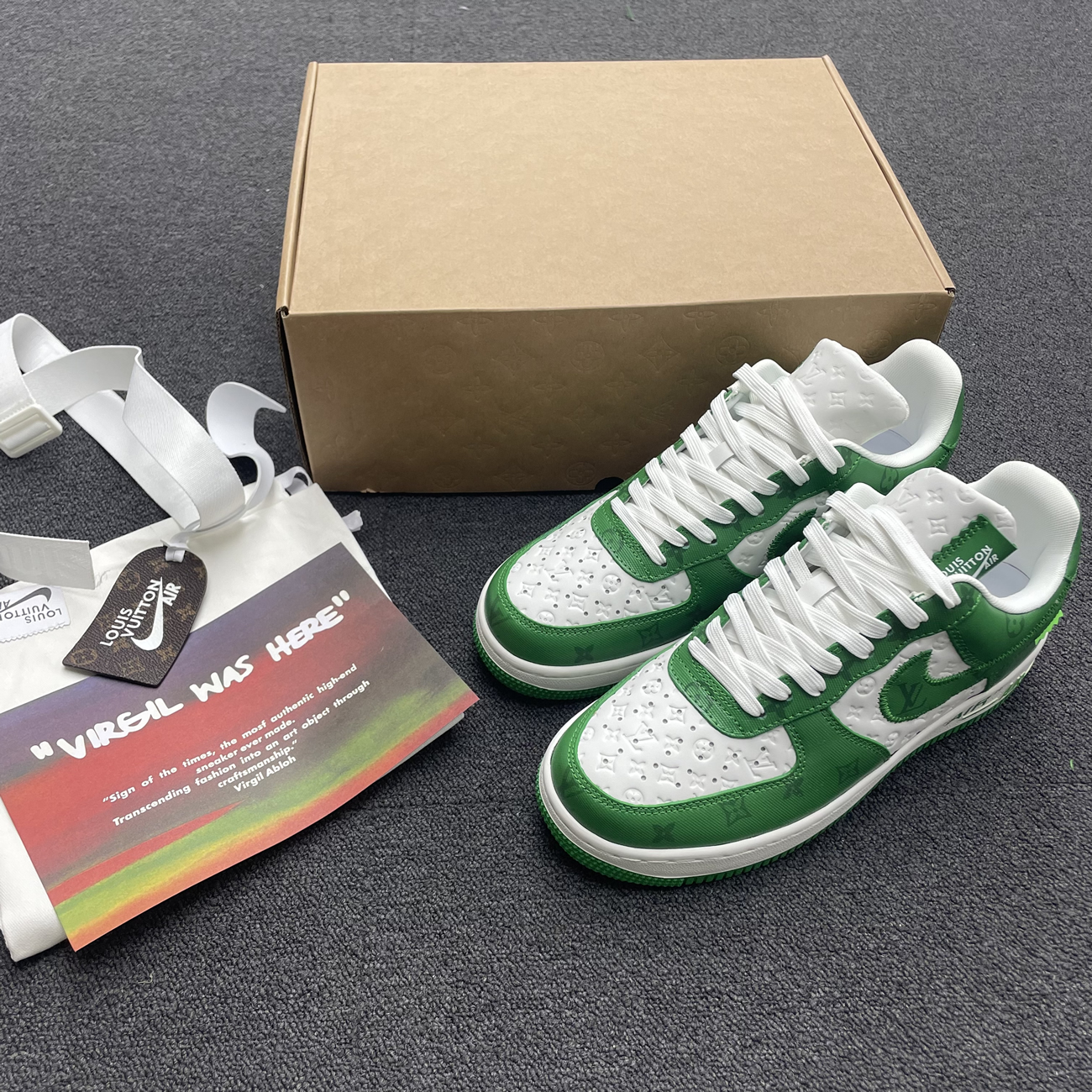 Louis Vuitton Nike Air Force 1 Low By Virgil Abloh White Green Royal (18) - www.newkick.vip