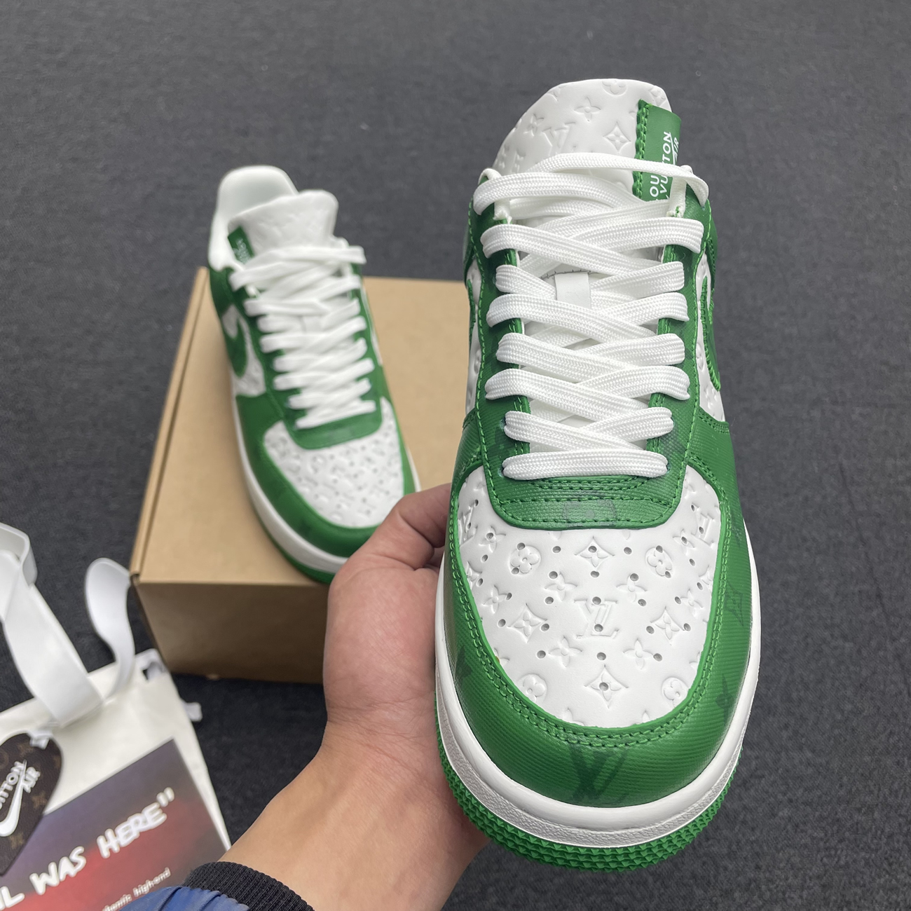 Louis Vuitton Nike Air Force 1 Low By Virgil Abloh White Green Royal (19) - www.newkick.vip