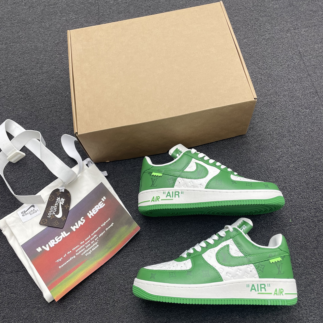 Louis Vuitton Nike Air Force 1 Low By Virgil Abloh White Green Royal (4) - www.newkick.vip