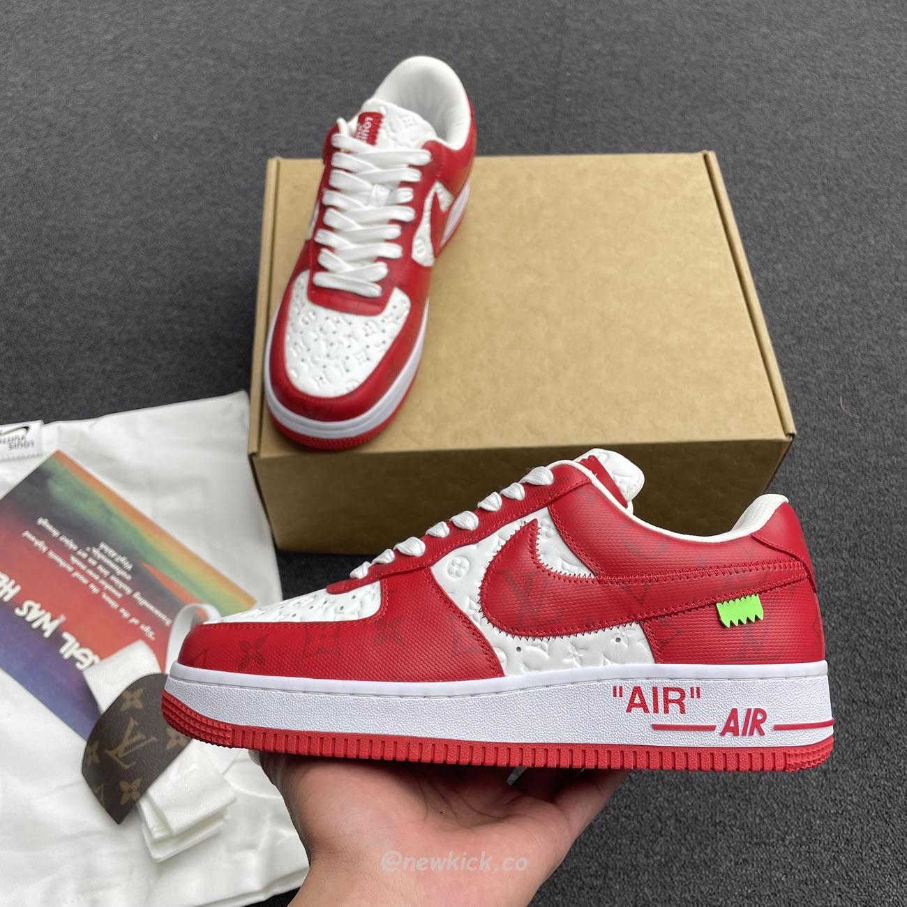 Louis Vuitton Nike Air Force 1 Low By Virgil Abloh White Green Royal (47) - www.newkick.vip