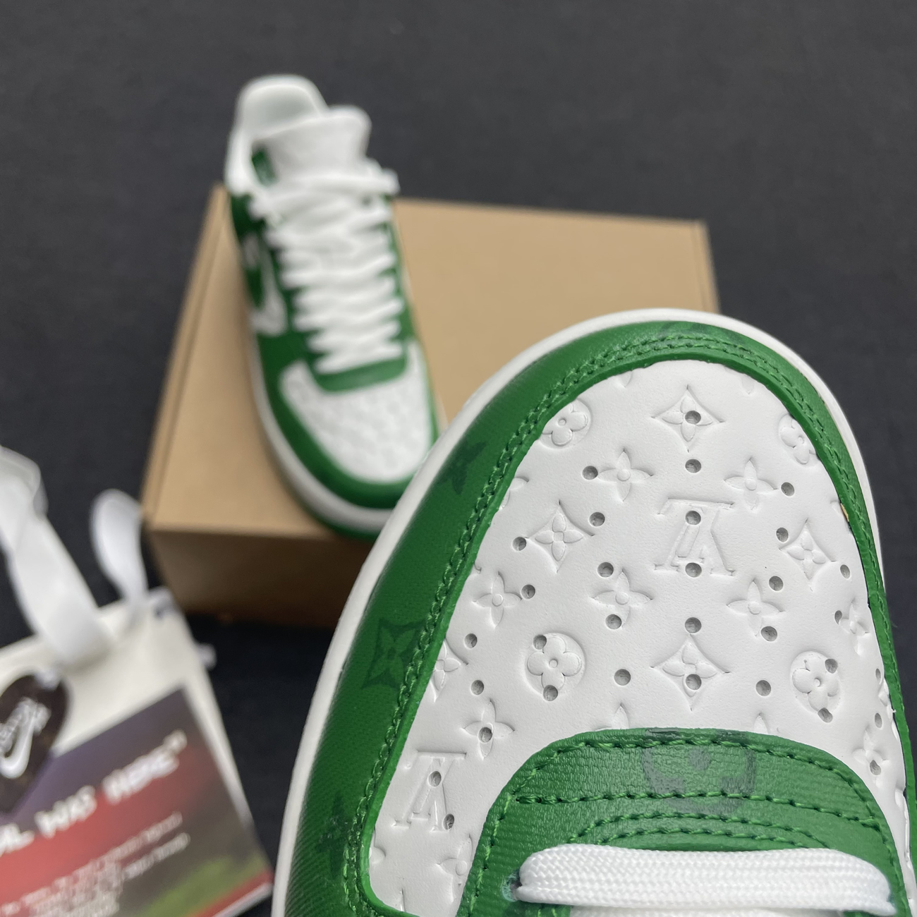 Louis Vuitton Nike Air Force 1 Low By Virgil Abloh White Green Royal (6) - www.newkick.vip