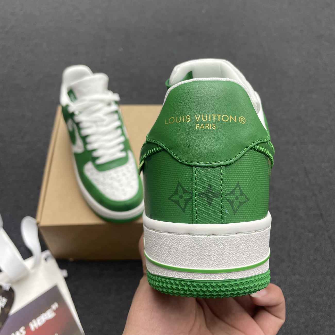 Louis Vuitton Nike Air Force 1 Low By Virgil Abloh White Green Royal (9) - www.newkick.vip