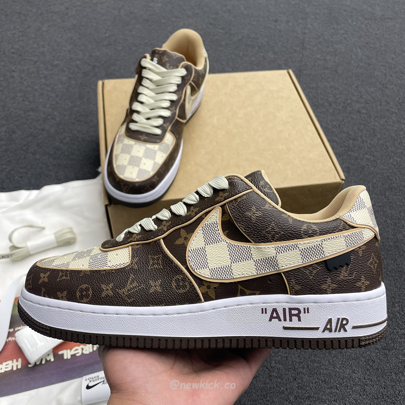 Nike Air Force 1 Low Louis Vuitton Monogram Brown Damier Azur (11) - www.newkick.vip