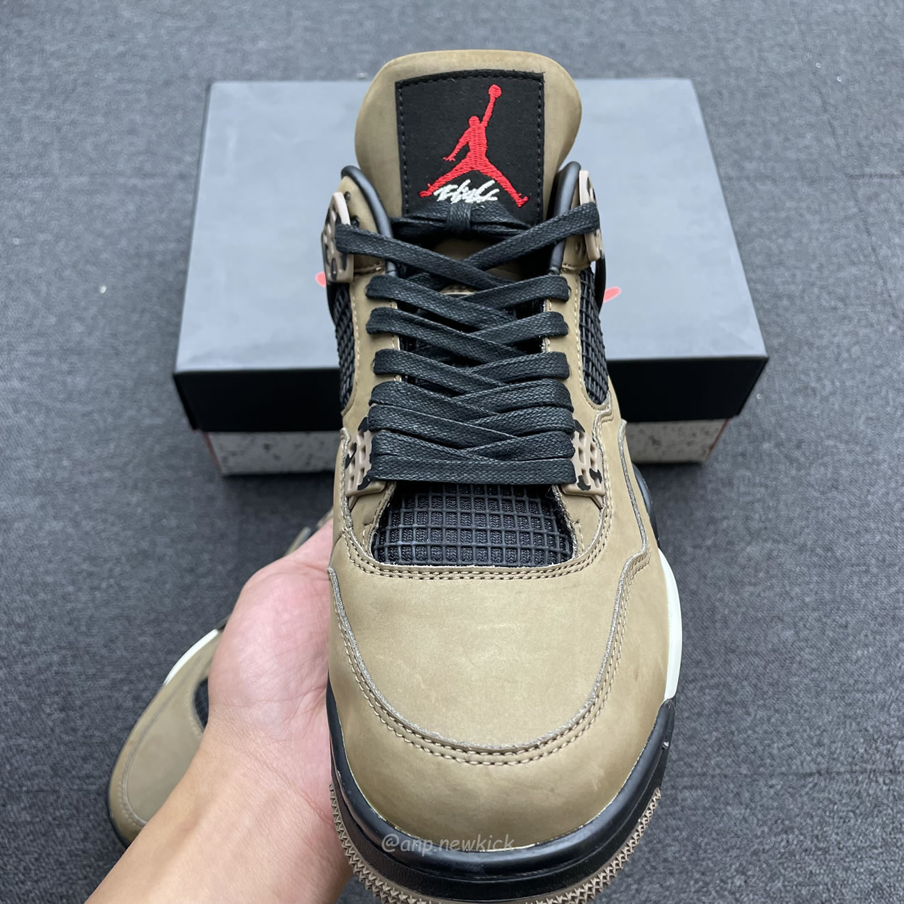Air Jordan 4 X Travis Scott Olive Grey Black Aj4 882335 (8) - www.newkick.vip