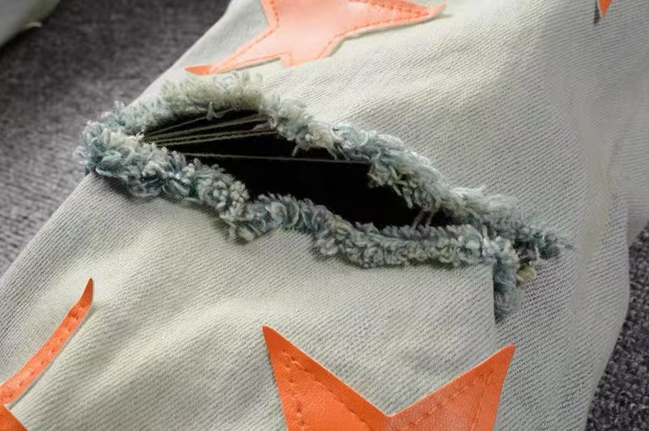 Amiri Chemist Denim Stars Skinny Jean Orange (2) - www.newkick.vip