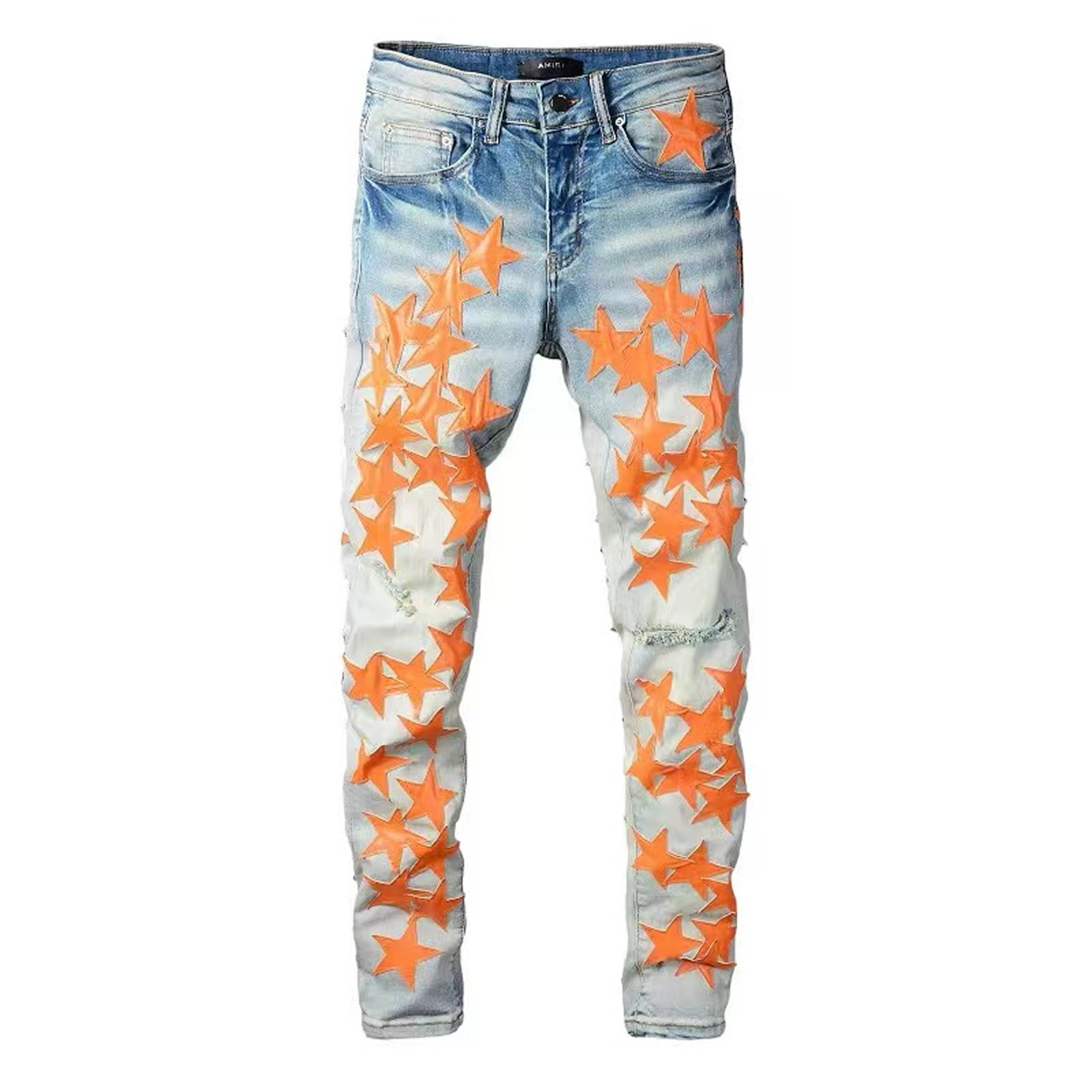 Amiri Chemist Denim Stars Skinny Jean Orange (4) - www.newkick.vip